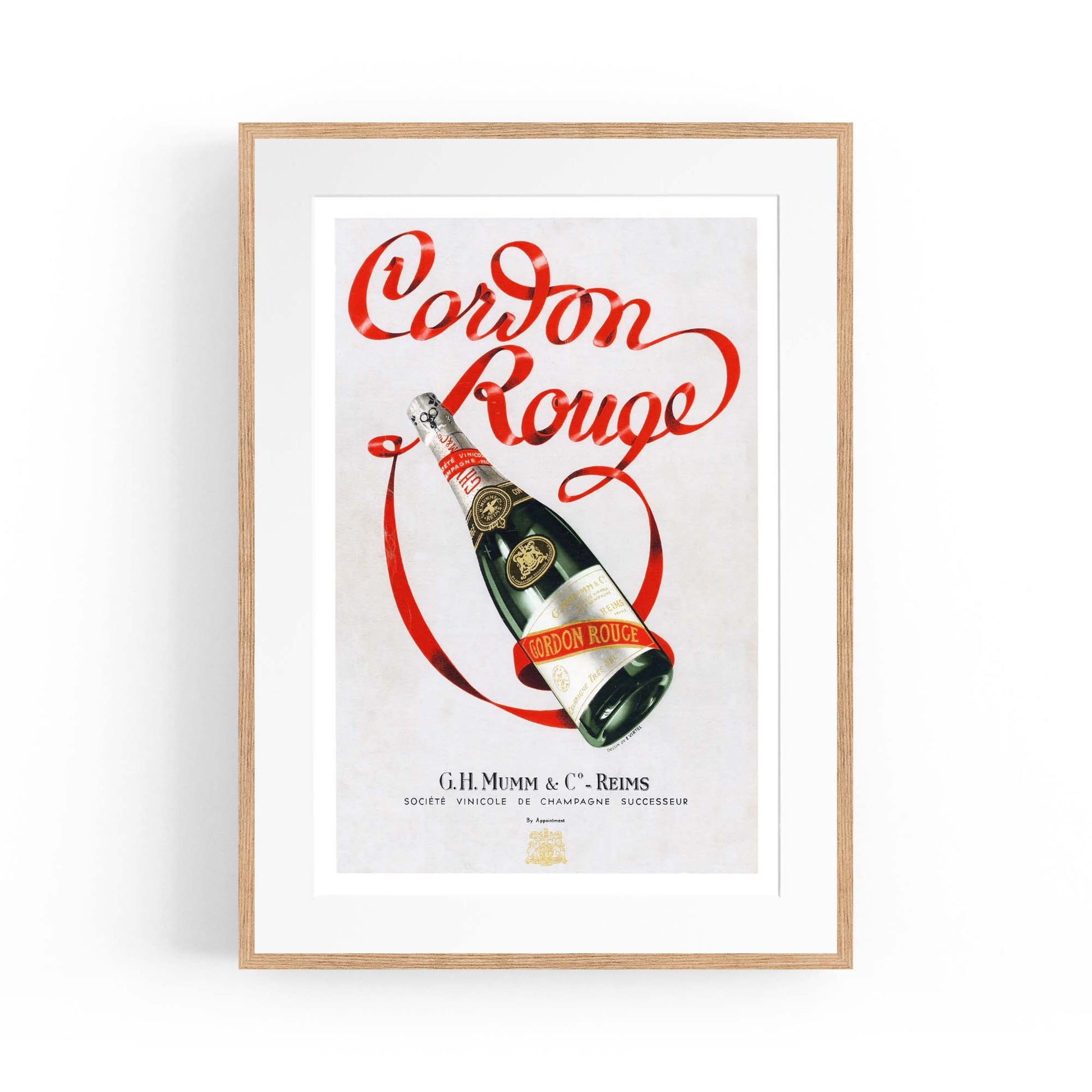 Cordon Rouge Champagne Vintage Drinks Advert Wall Art - The Affordable Art Company
