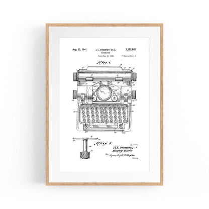 Vintage Typewriter White Patent Wall Art #3 - The Affordable Art Company