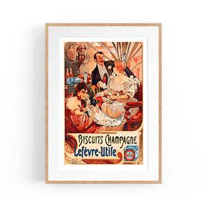 French Champagne & Biscuits Vintage Advert Art - The Affordable Art Company
