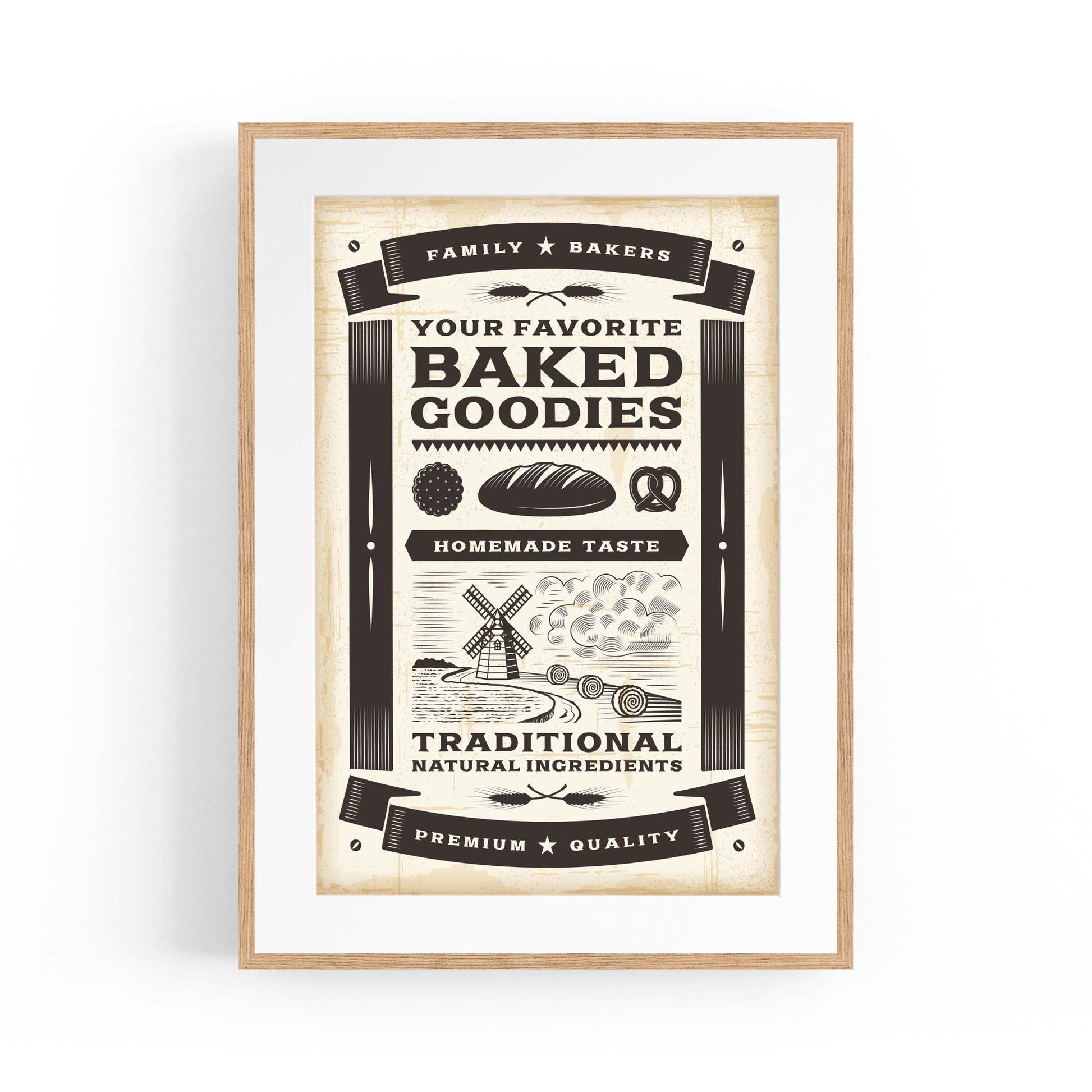 Vintage Bakery Farmhouse Kitchen Cafe Wall Art - The Affordable Art Company