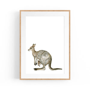 Australian Grey Kangaroo Painting Animal Nursery Art - The Affordable Art Company