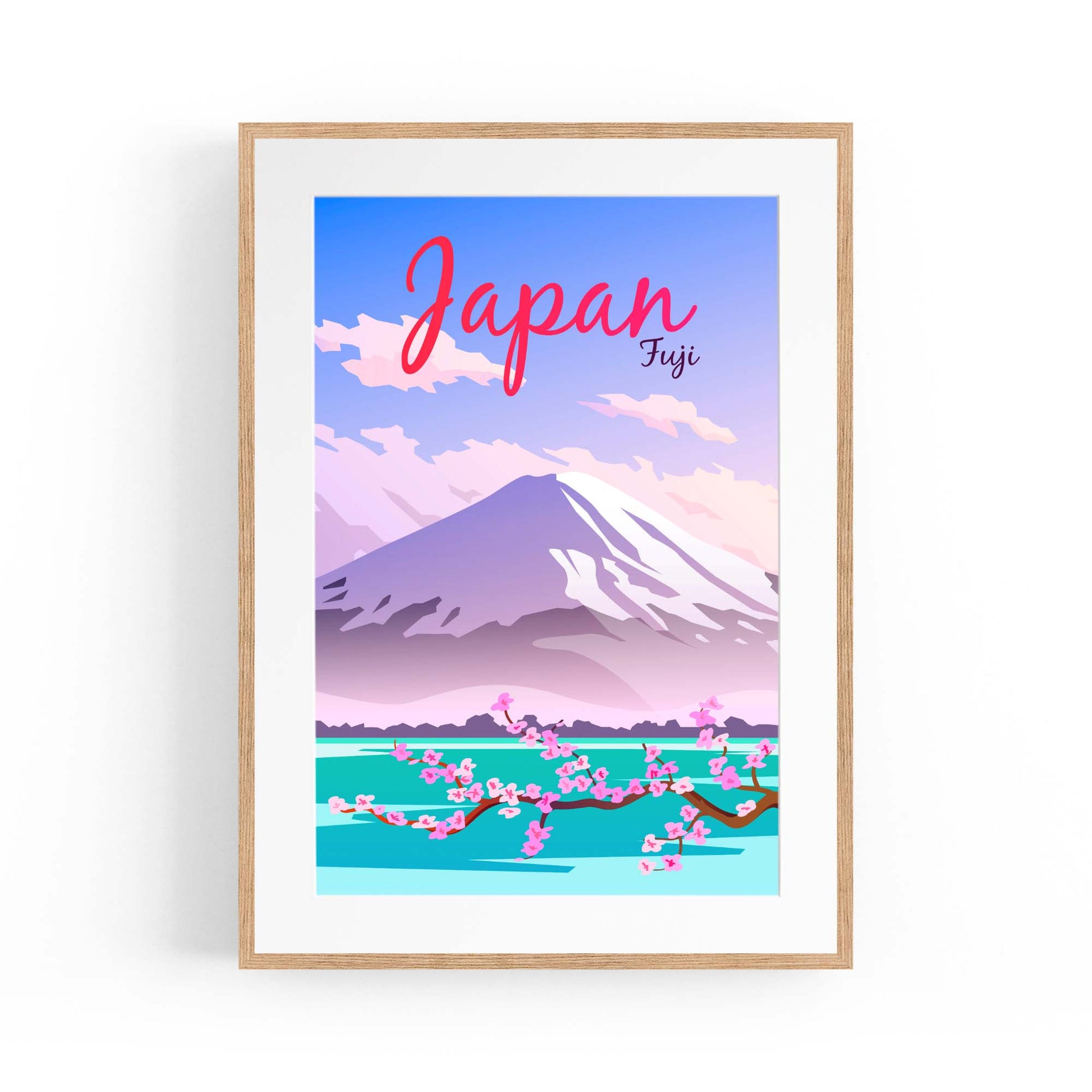 Retro Mount Fuji Japan Travel Vintage Wall Art - The Affordable Art Company