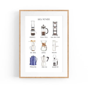 Coffee Brew Methods Kitchen Cafe Style Wall Art - The Affordable Art Company