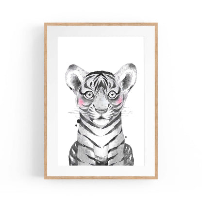 Cute Blushing Baby Tiger Nursery Animal Wall Art - The Affordable Art Company