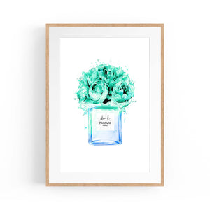 Teal Floral Perfume Bottle Fashion Wall Art #2 - The Affordable Art Company