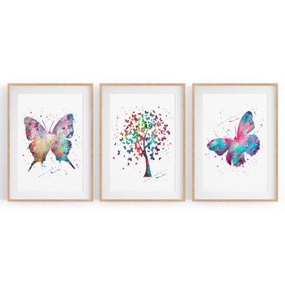 Set of Cute Butterfly Nursery Colourful Wall Art - The Affordable Art Company