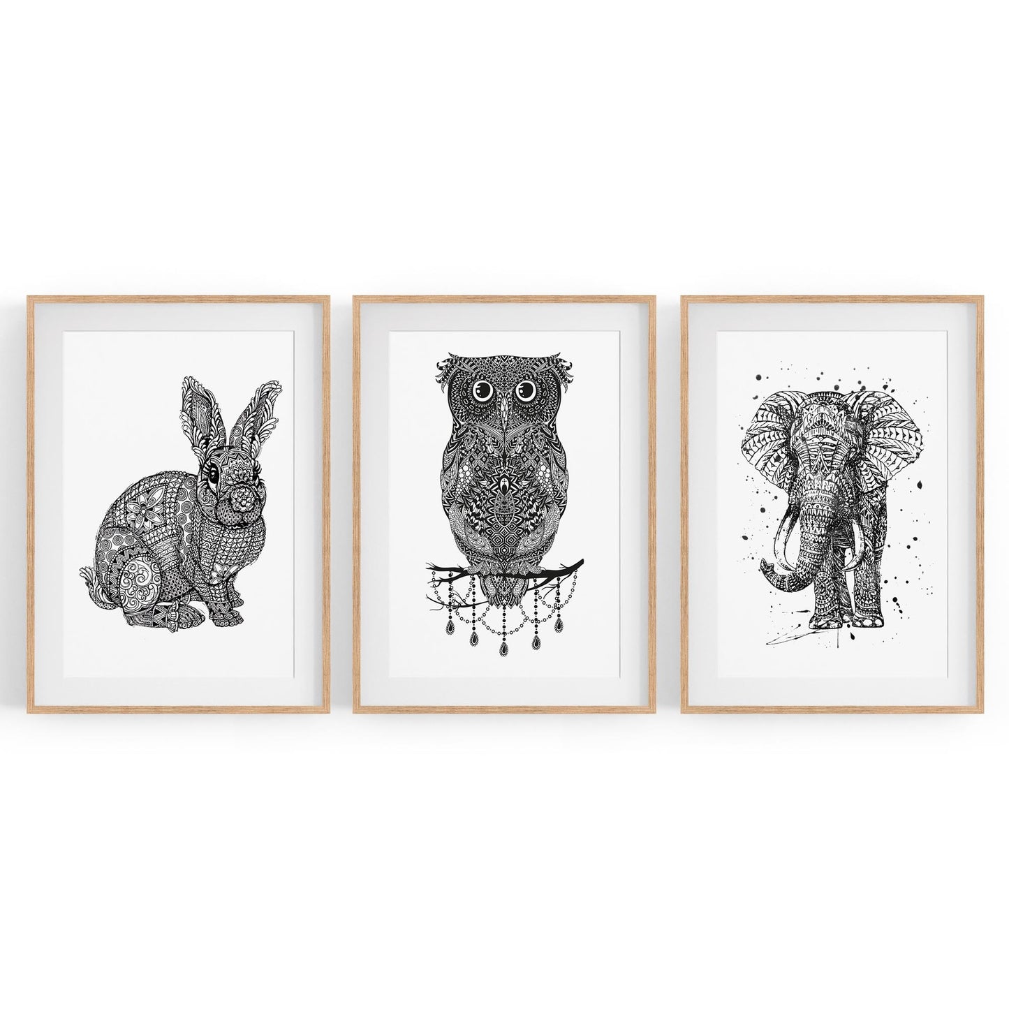 Set of Animal Mandala Pattern Abstract Wall Art #1 - The Affordable Art Company