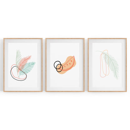 Set of Abstract Feather Kitchen Minimal Wall Art - The Affordable Art Company