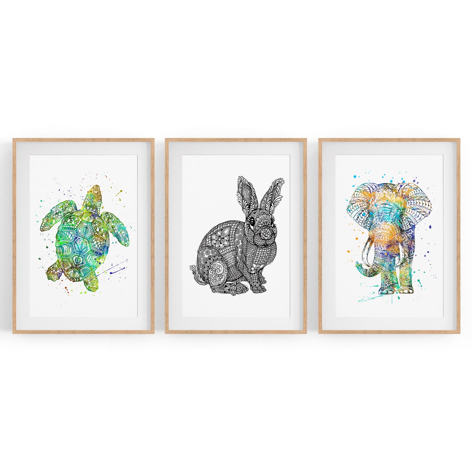 Set of Animal Mandala Pattern Abstract Wall Art #2 - The Affordable Art Company