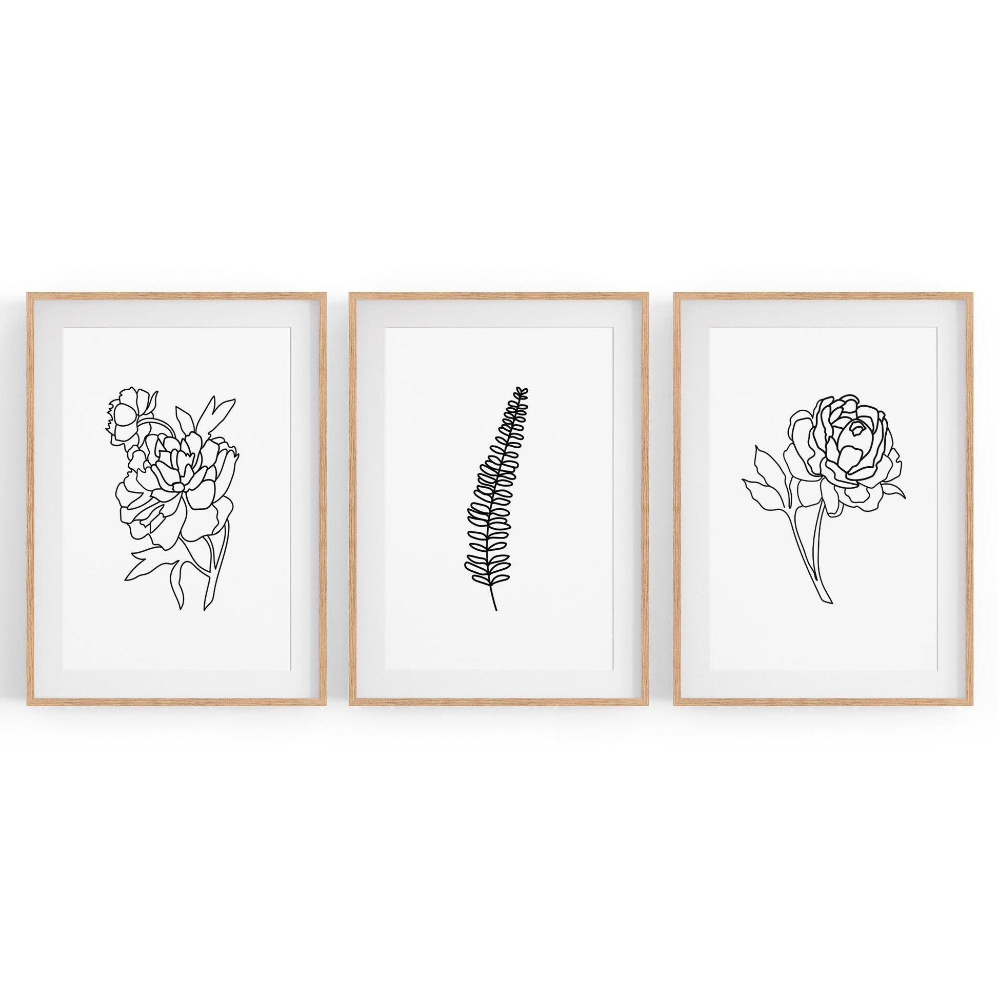 Set of Minimal Plant Abstract Hallway Wall Art #3 - The Affordable Art Company