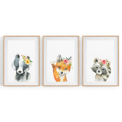 Set of Cute Baby Woodland Animals Nursery Wall Art #2 - The Affordable Art Company