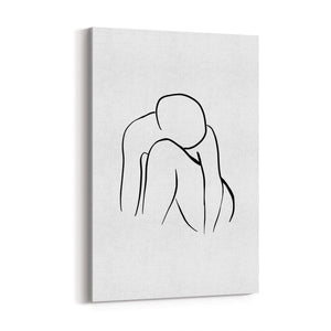 Resting Female Nude Line Drawing Wall Art - The Affordable Art Company