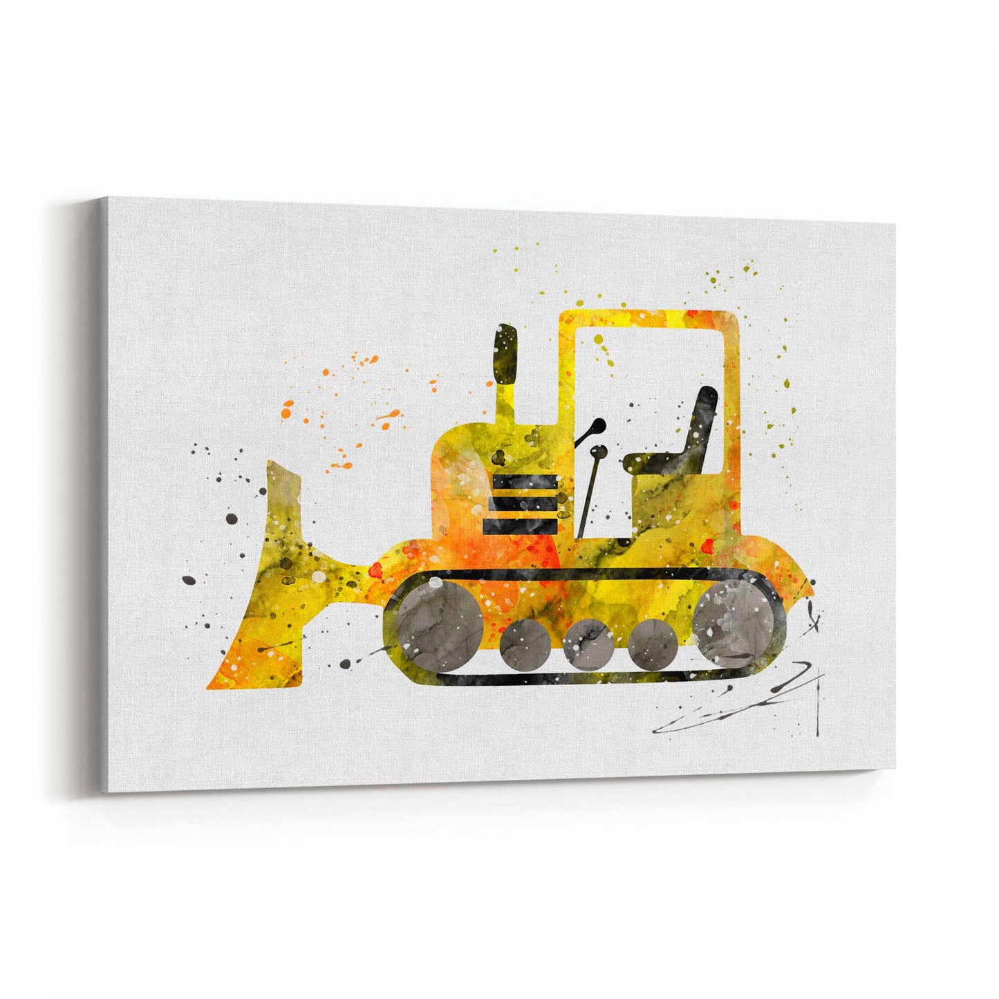 Yellow Digger Boys Bedroom Nursery Toddler Art #1 - The Affordable Art Company