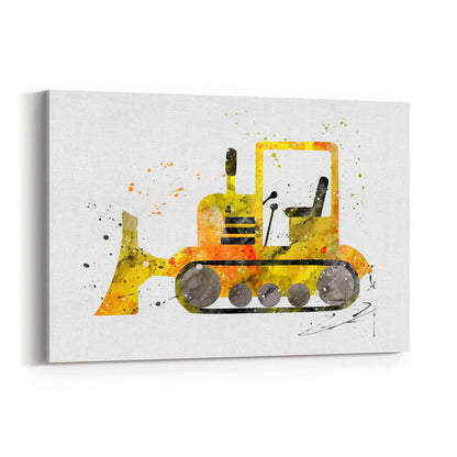 Yellow Digger Boys Bedroom Nursery Toddler Art #1 - The Affordable Art Company