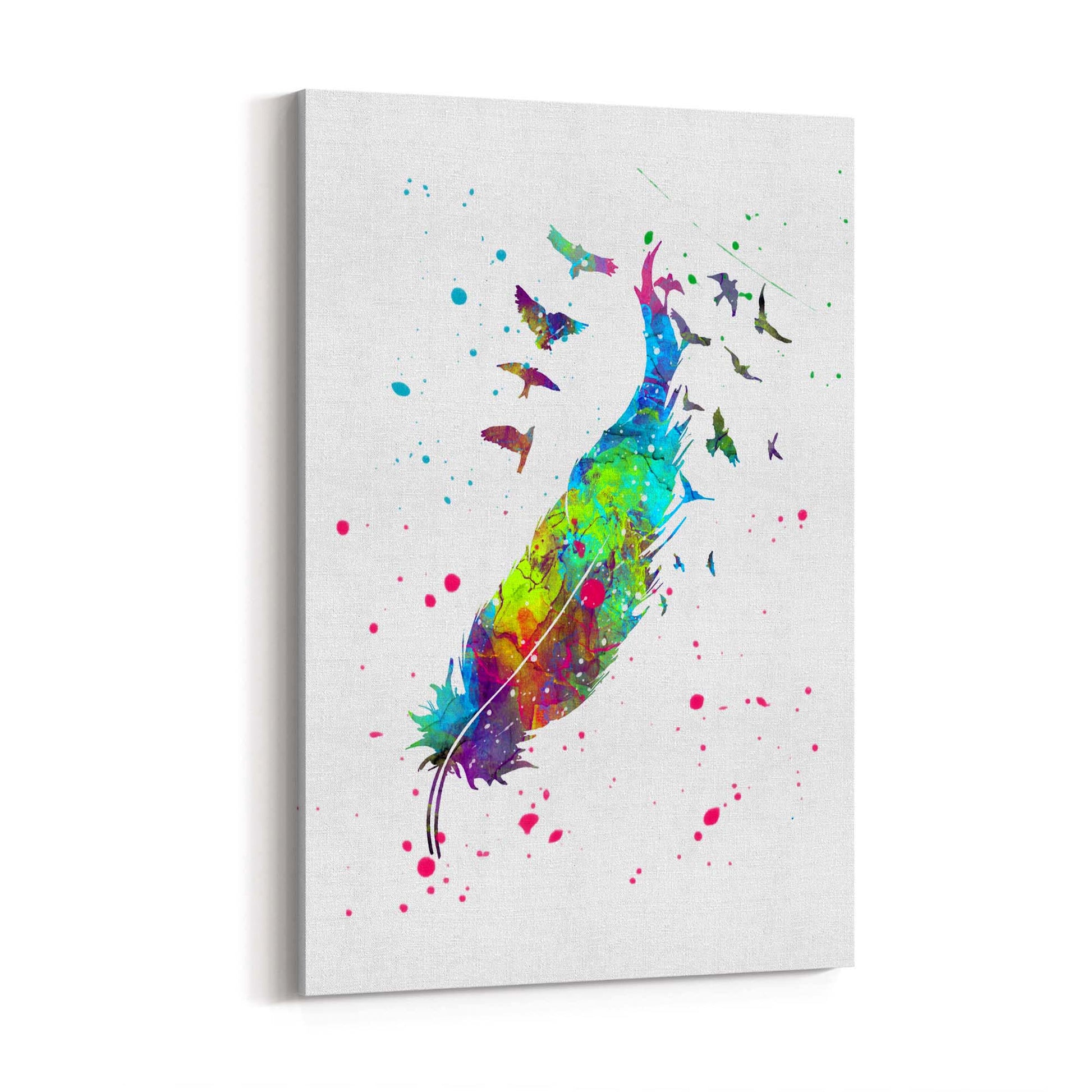Feather Painting Colourful Bird Wall Art #3 - The Affordable Art Company