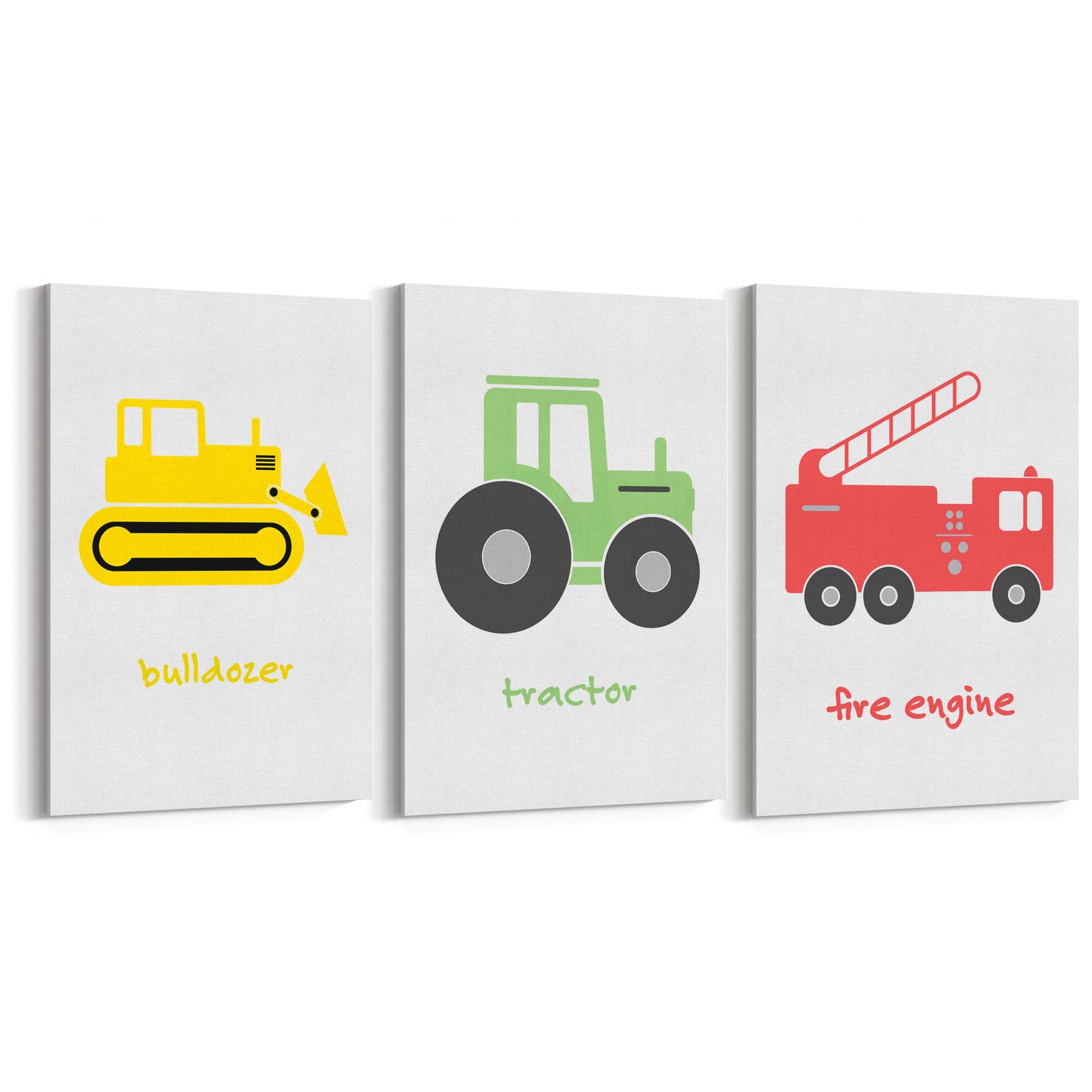 Set of Nursery Vehicles Boys Bedroom Wall Art - The Affordable Art Company