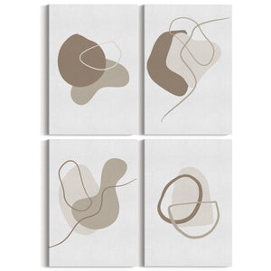 Set of 4 Minimal Abstract Grey Shapes and Lines Wall Art - The Affordable Art Company
