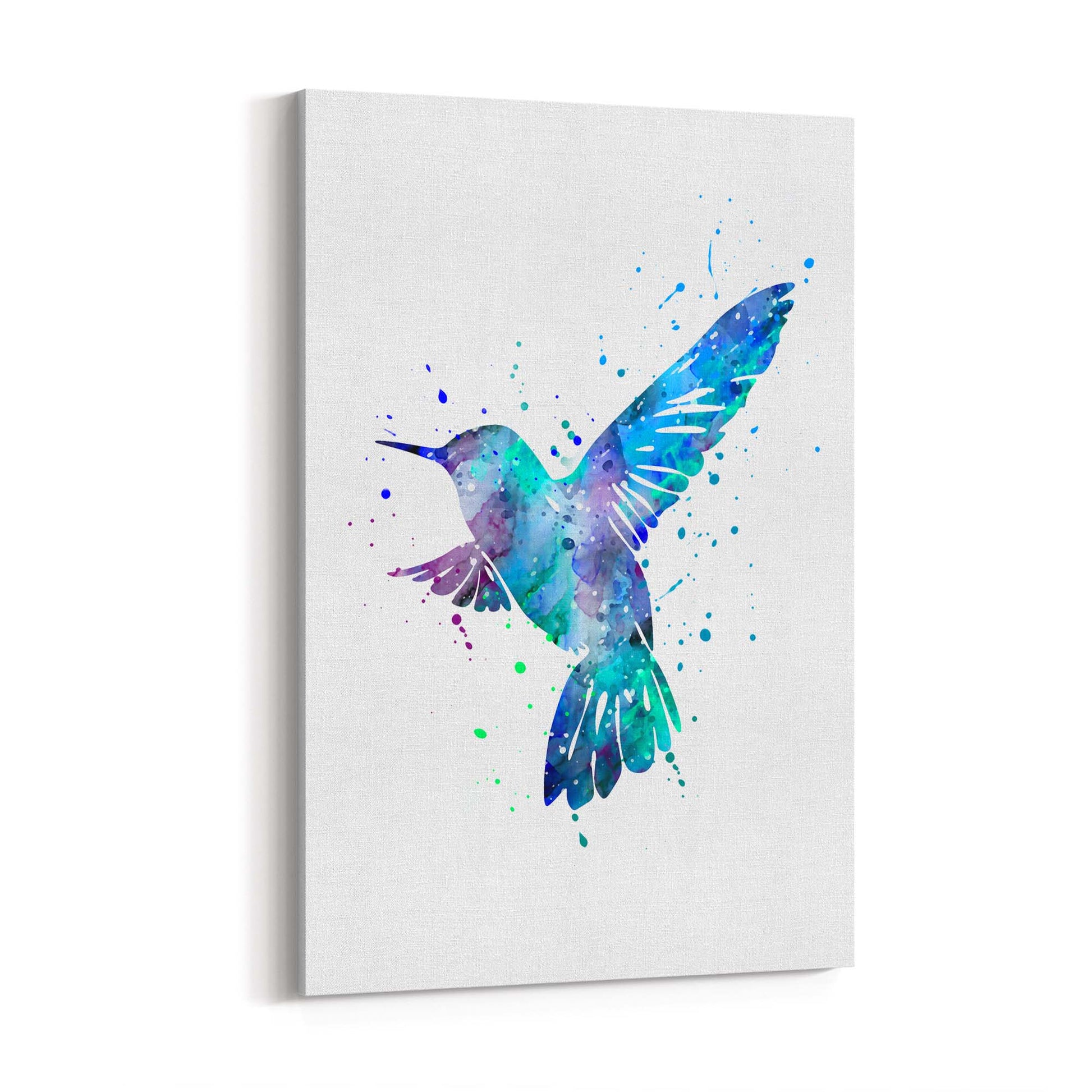 Abstract Blue Humming Bird Cute Artwork Wall Art - The Affordable Art Company