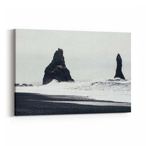 Black and White Coastal Beach Photograph Wall Art - The Affordable Art Company