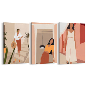 Set of Abstract Fashion Girls Bedroom Wall Art - The Affordable Art Company