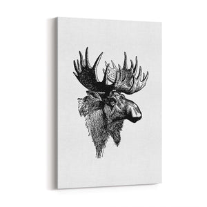Moose Head Drawing Hunting Man Cave Wall Art #2 - The Affordable Art Company