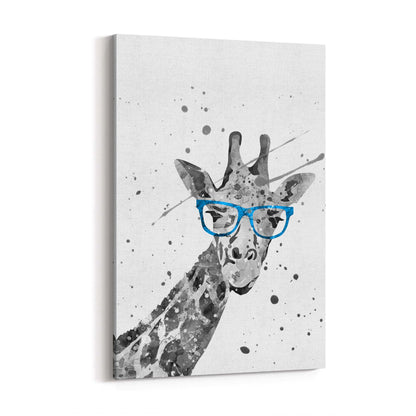 Giraffe with Glasses Cute Nursery Decor Wall Art - The Affordable Art Company