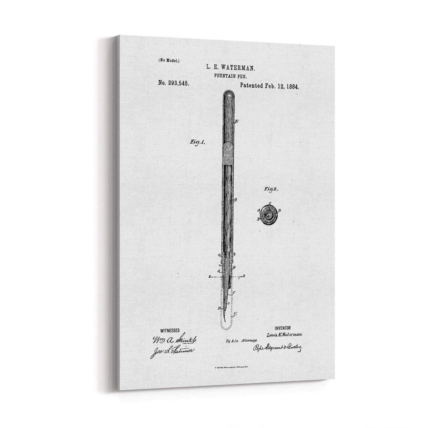Vintage Fountain Pen Patent Artwork Wall Art #2 - The Affordable Art Company
