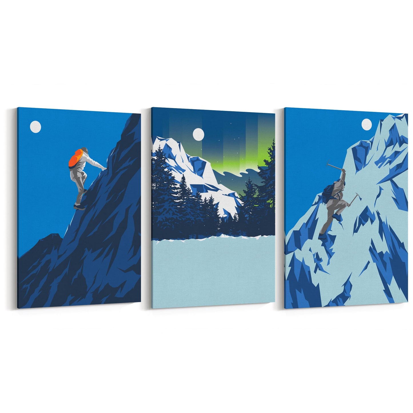 Set of Mountain Climbing Winter Retro Wall Art - The Affordable Art Company