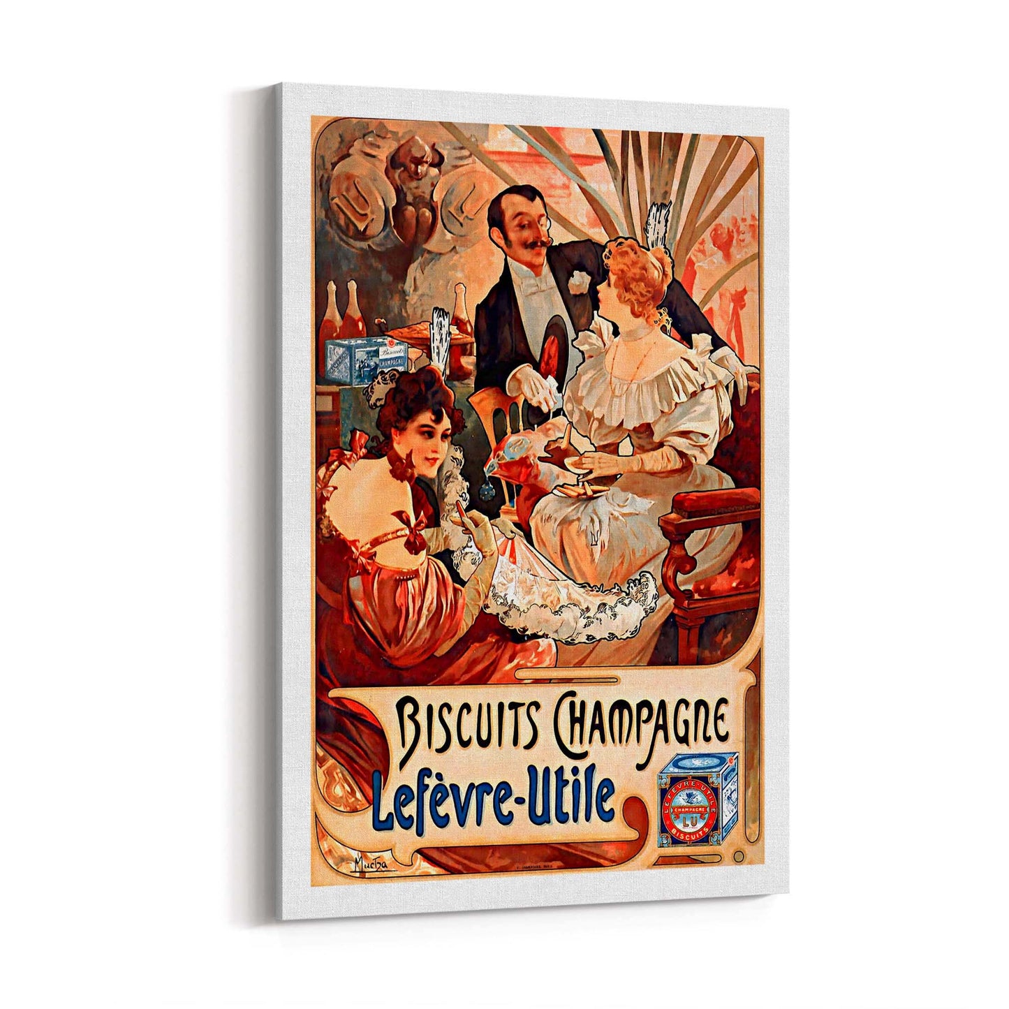 French Champagne & Biscuits Vintage Advert Art - The Affordable Art Company