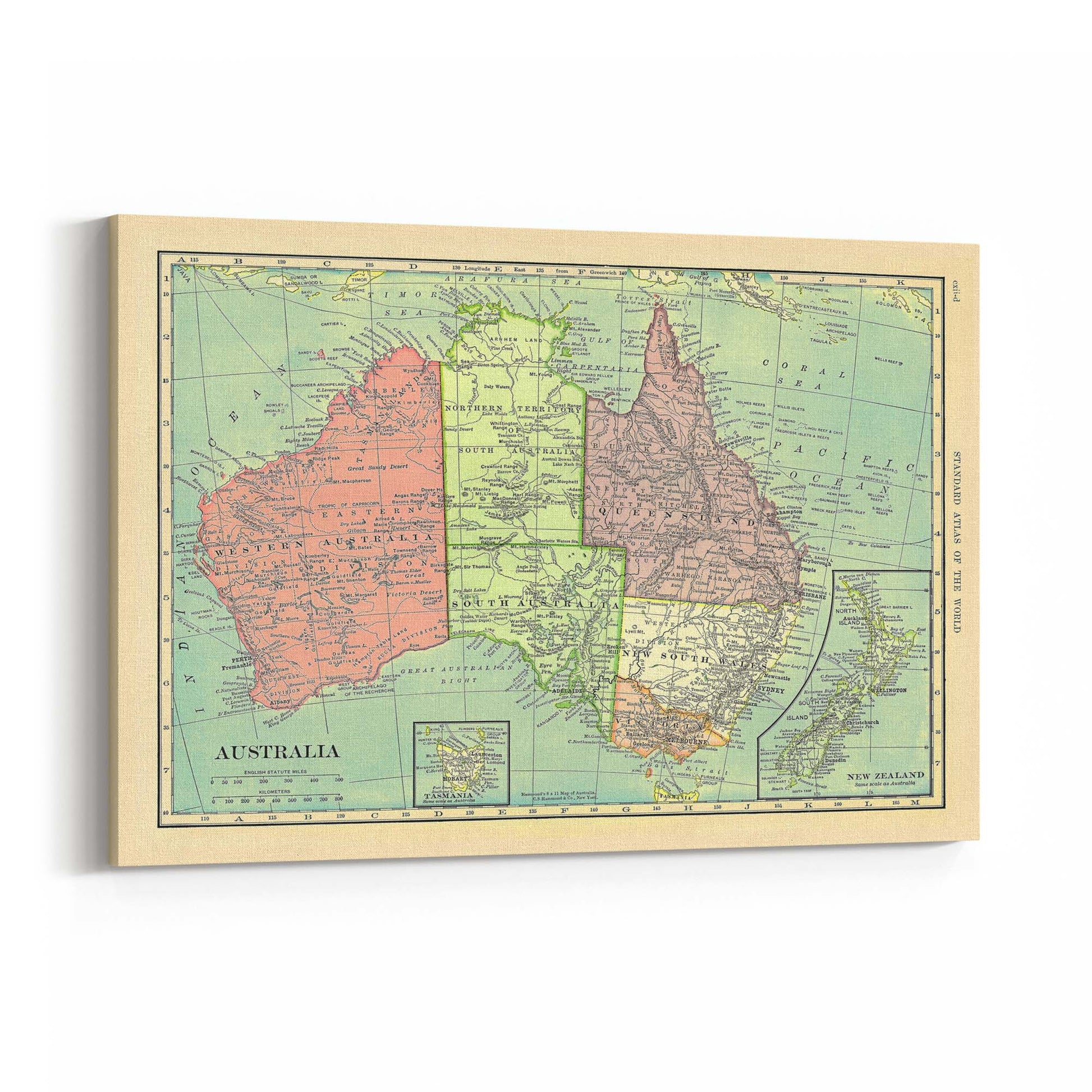 Vintage Australia Old Map Wall Art - The Affordable Art Company