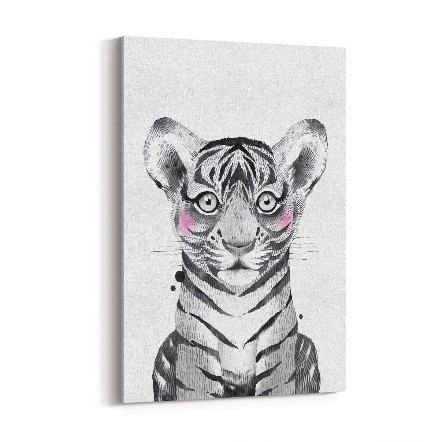 Cute Blushing Baby Tiger Nursery Animal Wall Art - The Affordable Art Company