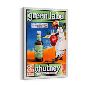 Green Label Indian Chutney Vintage Advert Wall Art - The Affordable Art Company