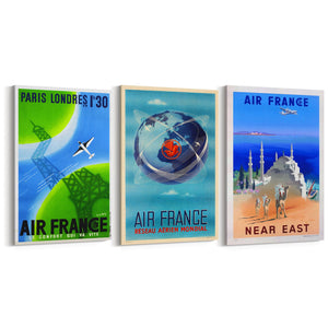 Set of Vintage Air France Travel Adverts Wall Art - The Affordable Art Company