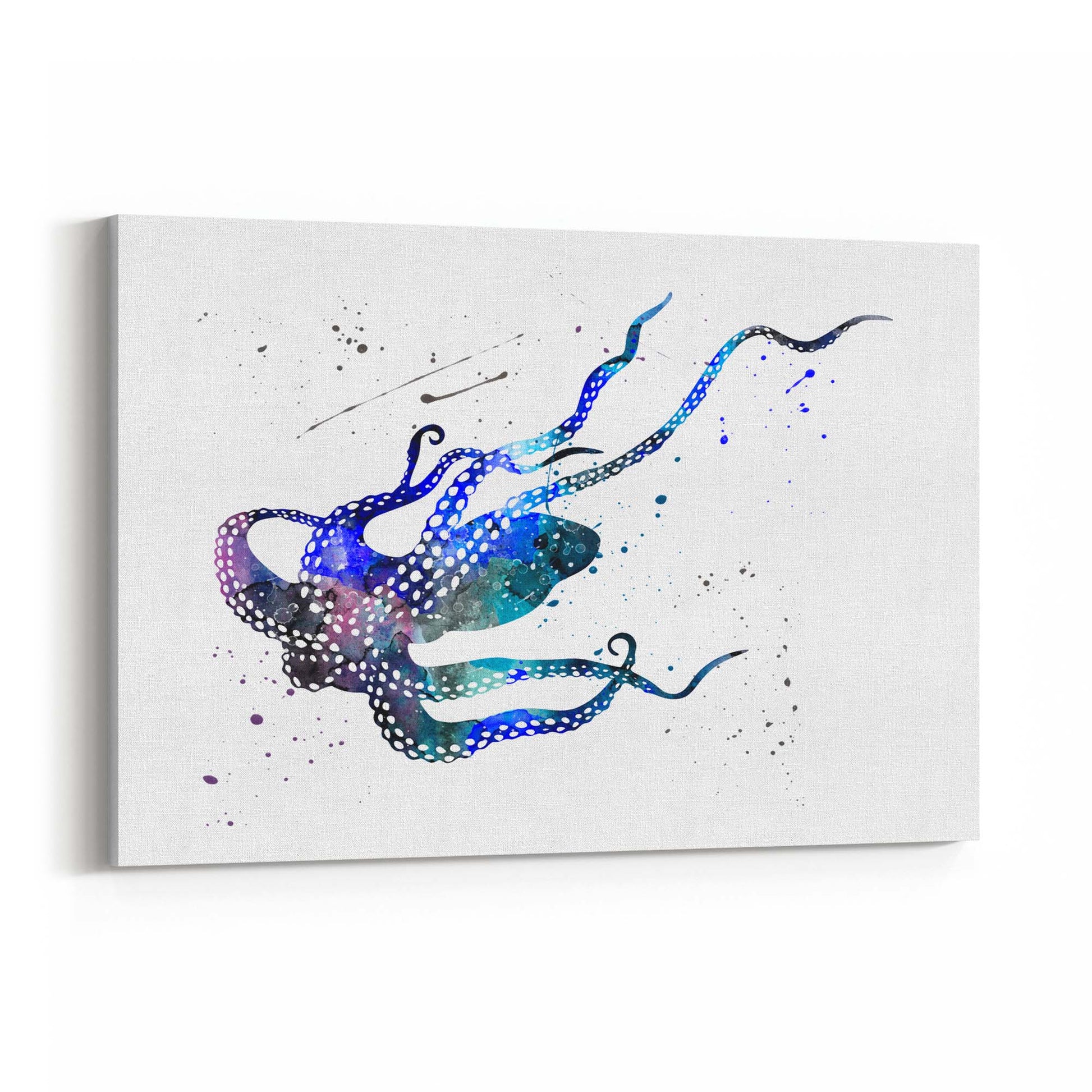 Blue Cute Squid Painting Sealife Nursery Wall Art - The Affordable Art Company