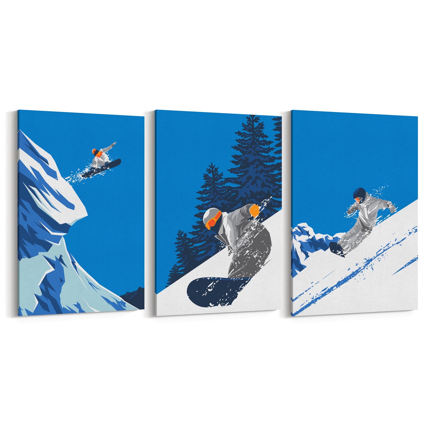 Set of Retro Snowboard Snow Ski Winter Wall Art - The Affordable Art Company