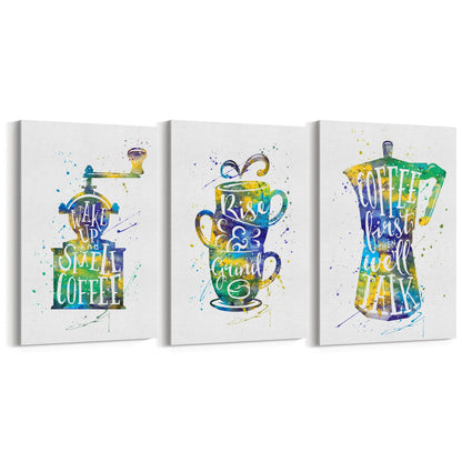 Set of Coffee Lovers Kitchen Cafe Style Wall Art - The Affordable Art Company