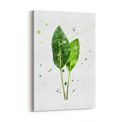 Green Leaf Nature Minimal Painting Wall Art - The Affordable Art Company