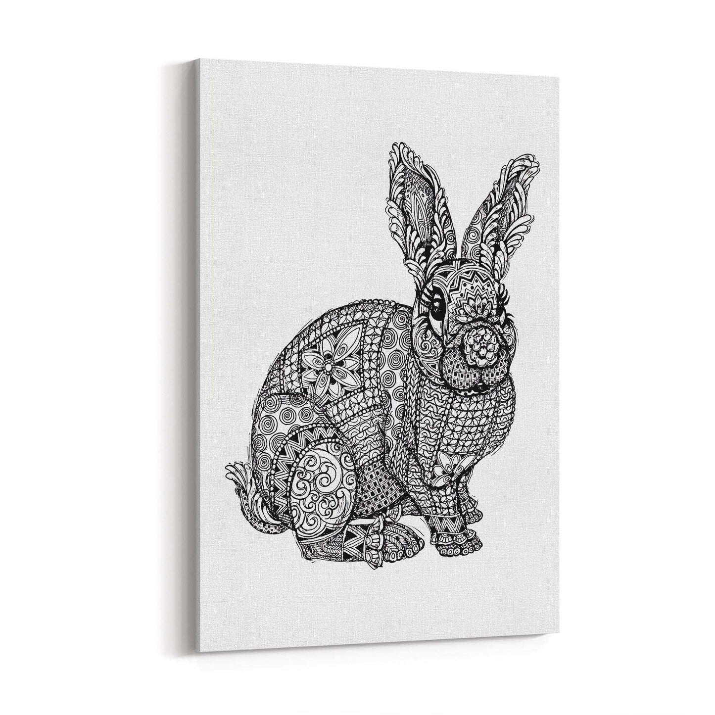 Rabbit Mandala Minimal Drawing Wall Art - The Affordable Art Company