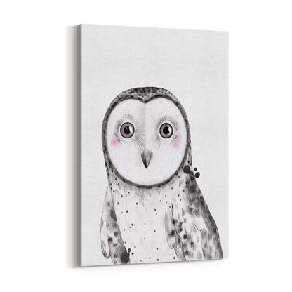 Cute Blushing Baby Owl Nursery Animal Wall Art - The Affordable Art Company