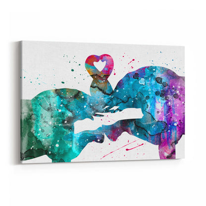 Couple Elephant Romantic Animal Wall Art #2 - The Affordable Art Company