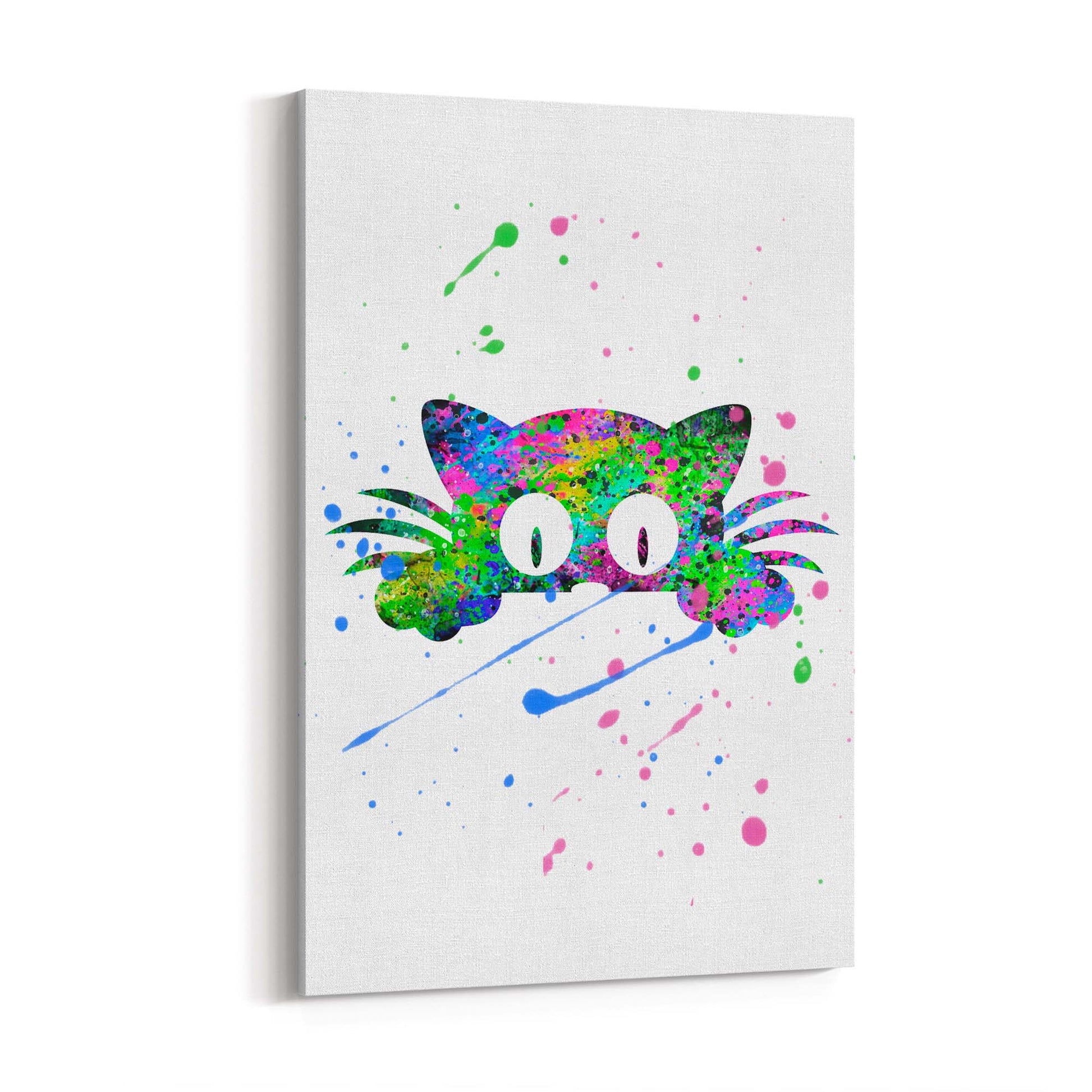 Cute Cat Painting Colourful Animal Wall Art #2 - The Affordable Art Company