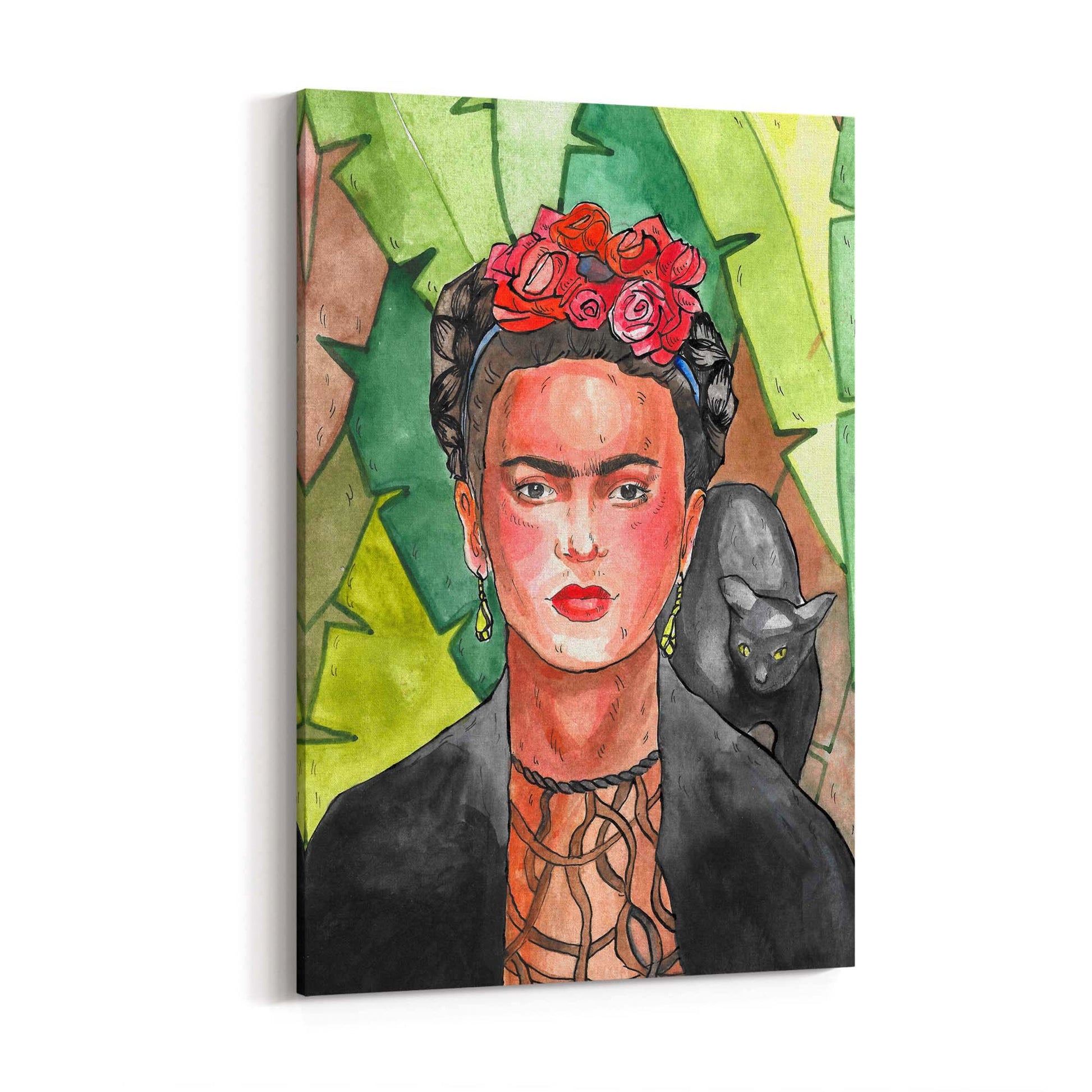 Frida Kahlo Jungle Cat Painting Fashion Wall Art - The Affordable Art Company