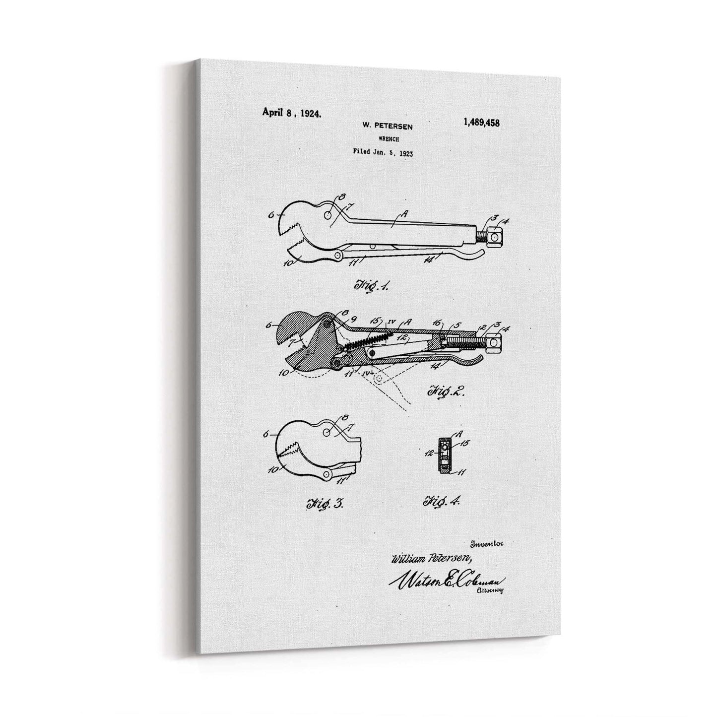 Vintage Wrench Tool Patent Wall Art #2 - The Affordable Art Company