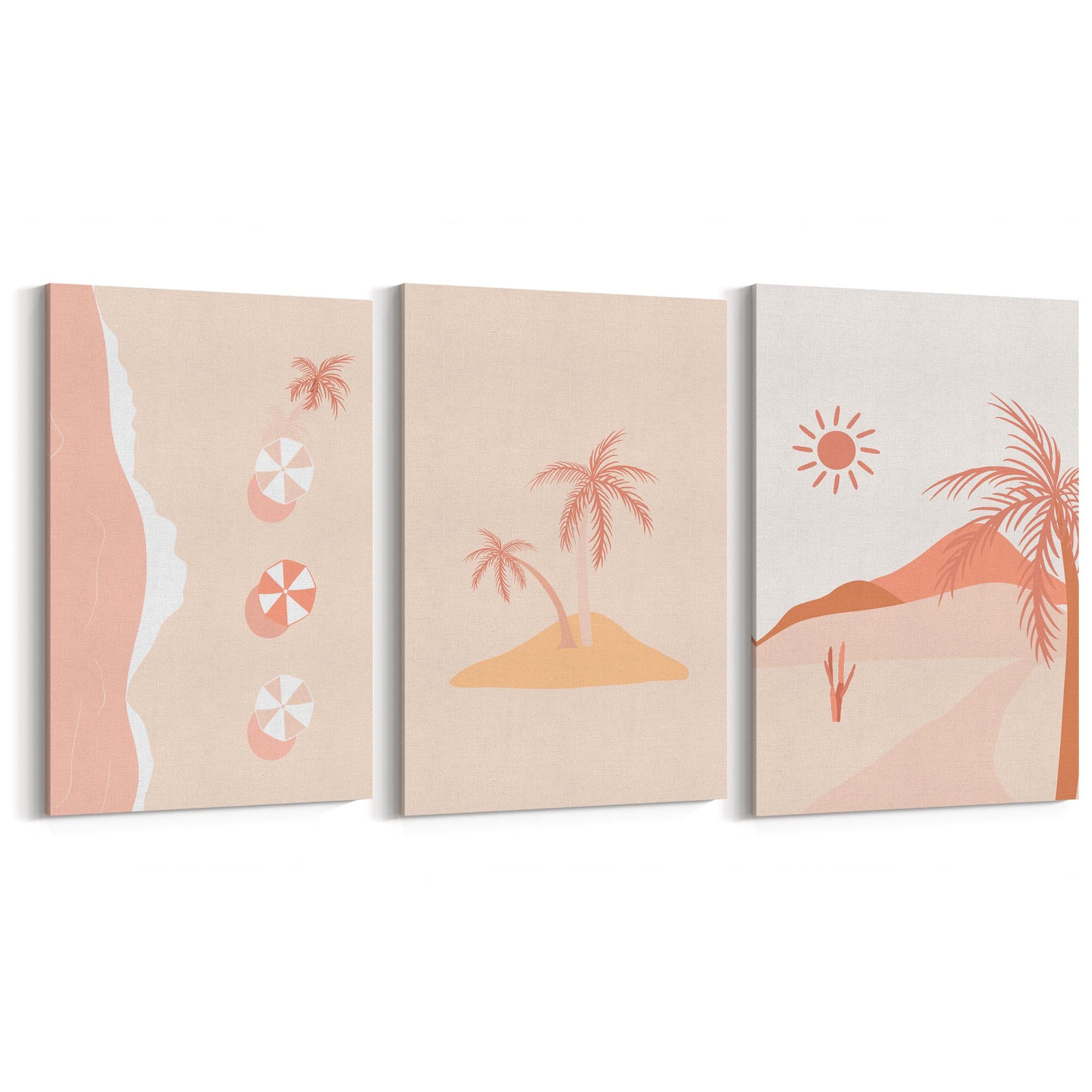 Set of Summer Coastal Pink & Pastel Wall Art - The Affordable Art Company