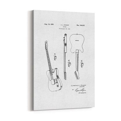 Vintage Telecaster Guitar White Patent Wall Art #2 - The Affordable Art Company