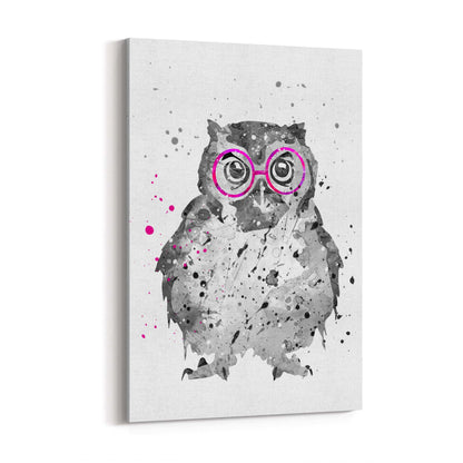 Owl with Glasses Nursery Animal Bedroom Wall Art - The Affordable Art Company