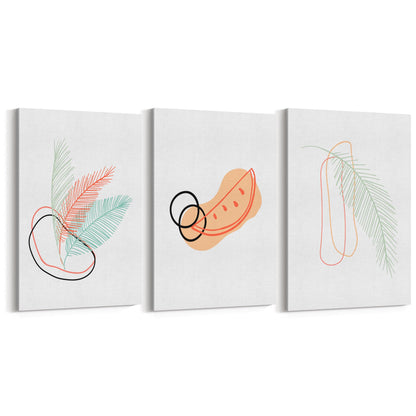 Set of Abstract Feather Kitchen Minimal Wall Art - The Affordable Art Company