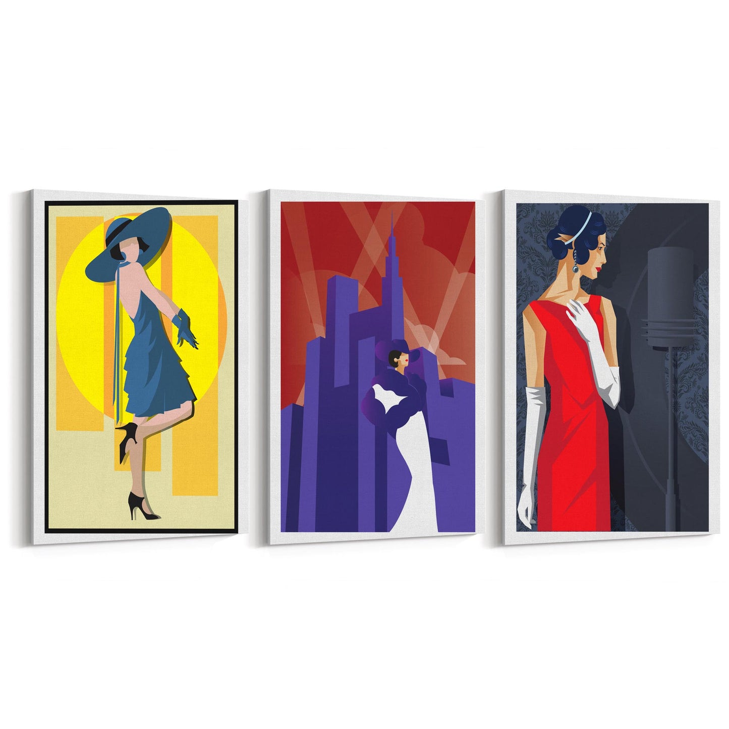 Set of Art Deco Fashion Girls Bedroom Wall Art - The Affordable Art Company