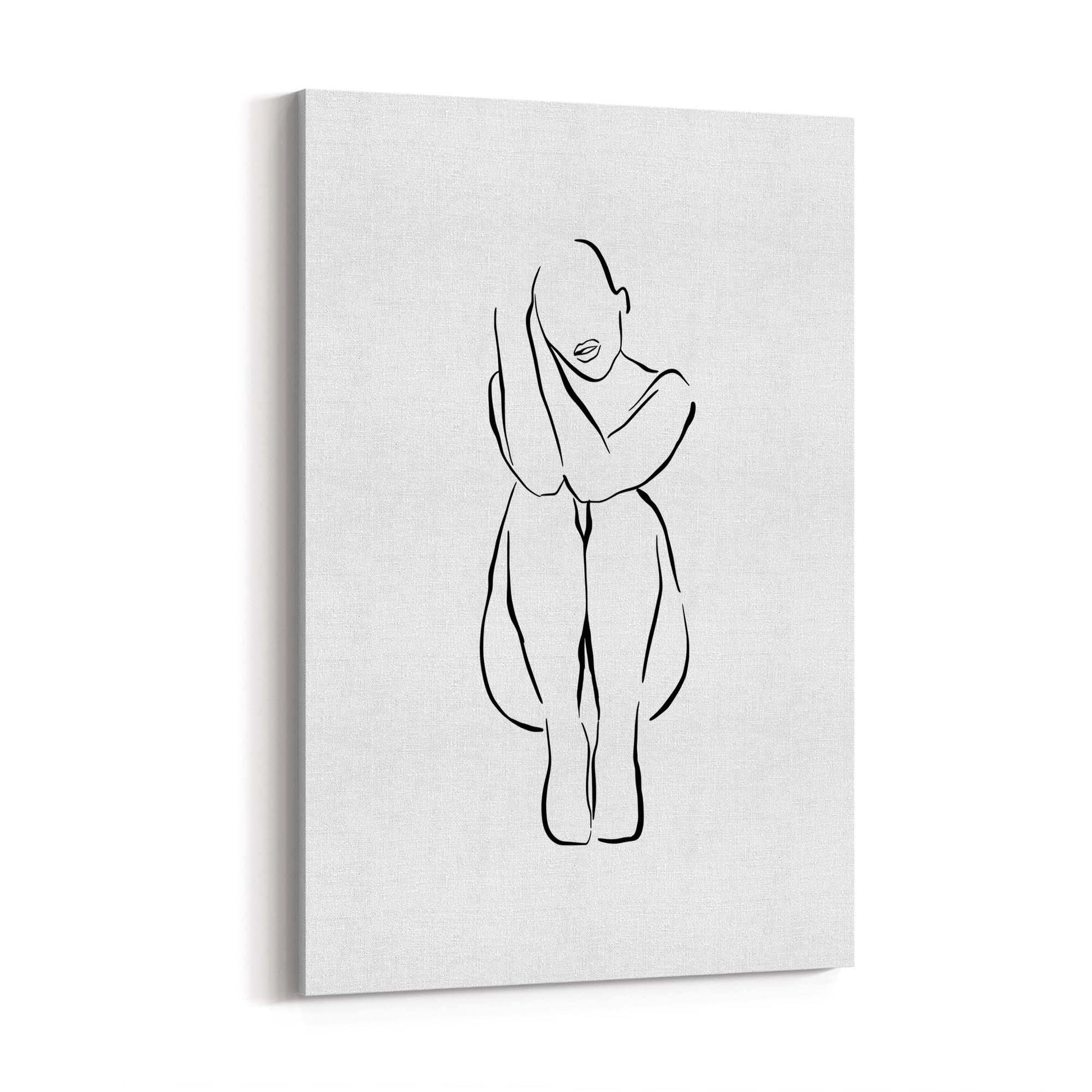 Posed Nude Female Body Minimal Drawing Wall Art #1 - The Affordable Art Company