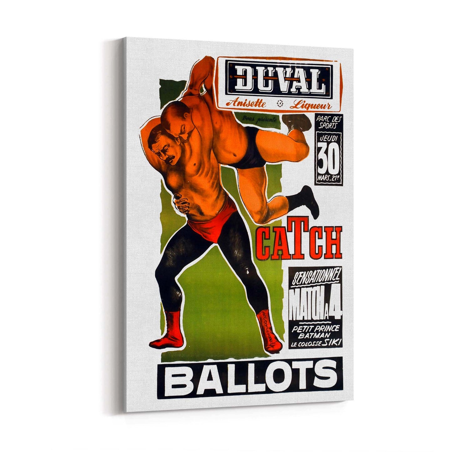 Duval French Wrestling Vintage Sports Advert Wall Art - The Affordable Art Company